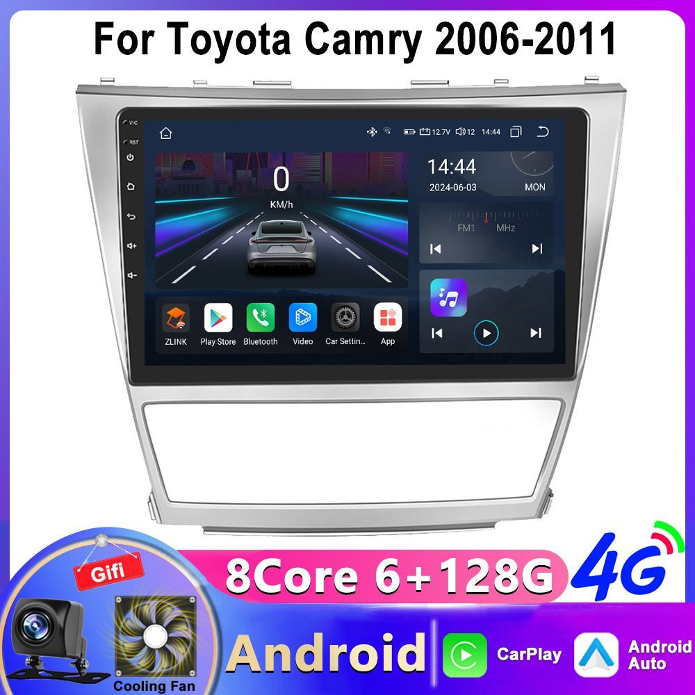 Магнитола Toyota Camry V40 2006-2011/ Автомагнитола Андроид Тойота Камри-Android 8 ядер Память 6+128Gb-4G(Sim)