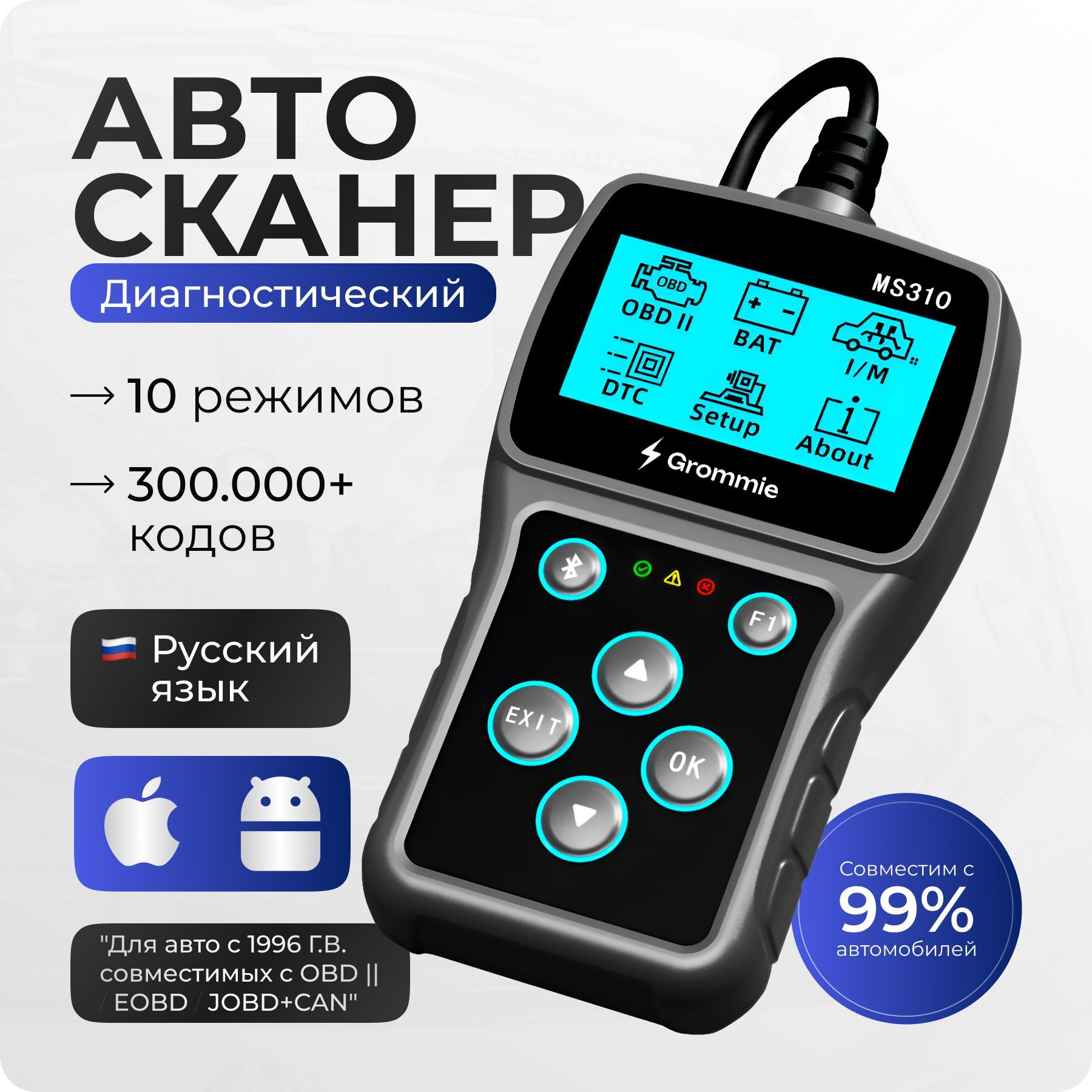 Сканер для диагностики автомобилей OBD2, ОБД2 сканер, автосканер