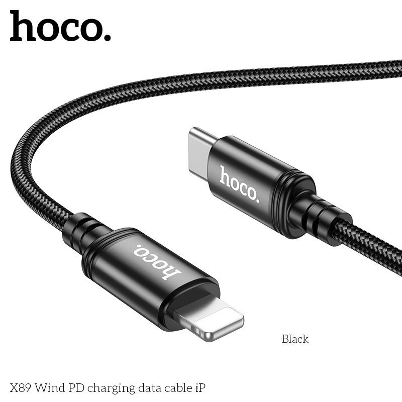 hoco Кабель для мобильных устройств USB Type-C/Apple Lightning, 1 м, черный