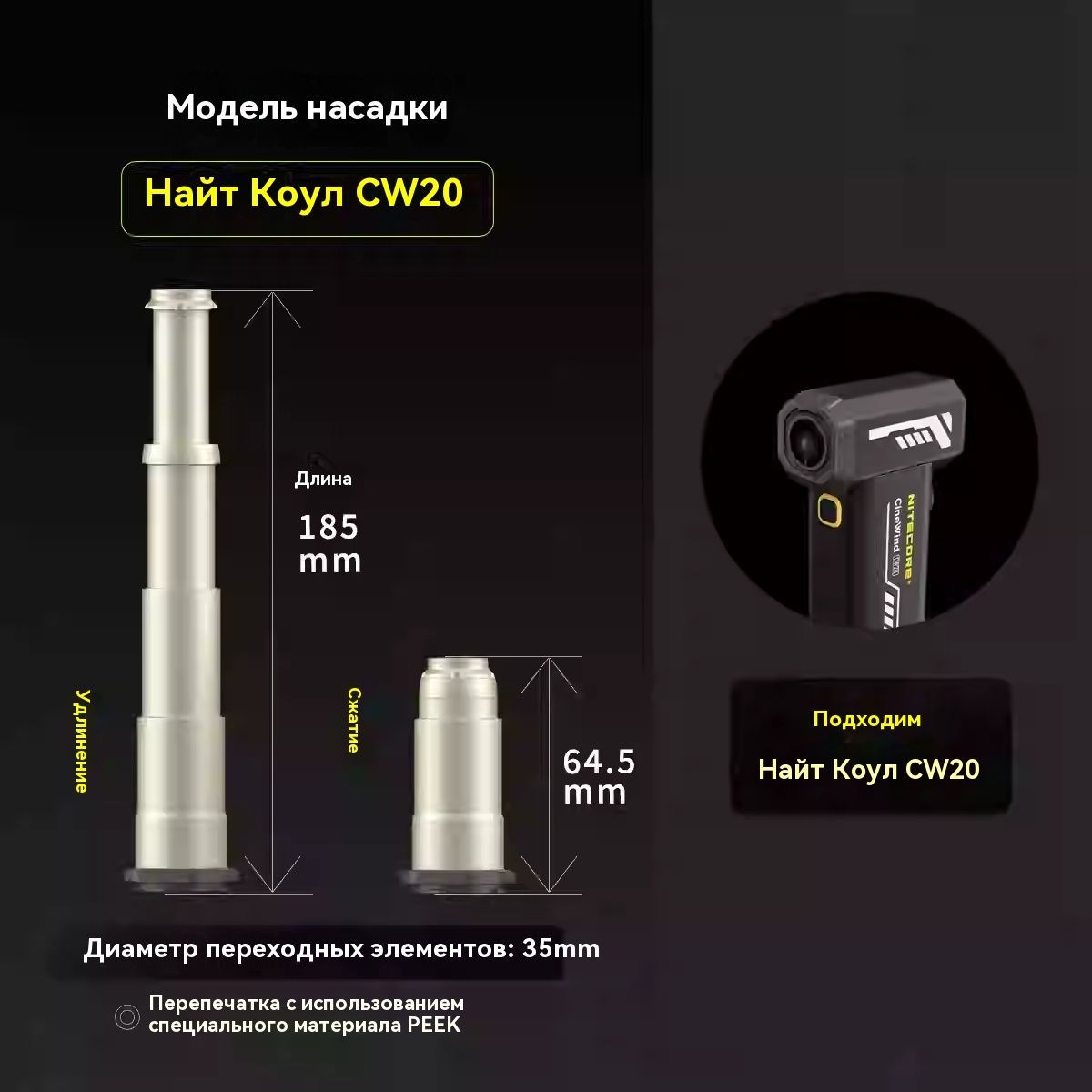 NITECORE Портативный вентилятор CW20, темно-серый