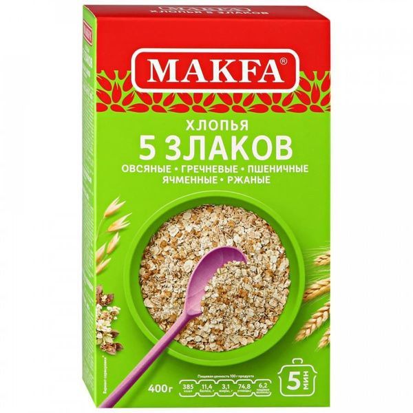 МАКFА хлопья 5 ЗЛАКОВ 400г