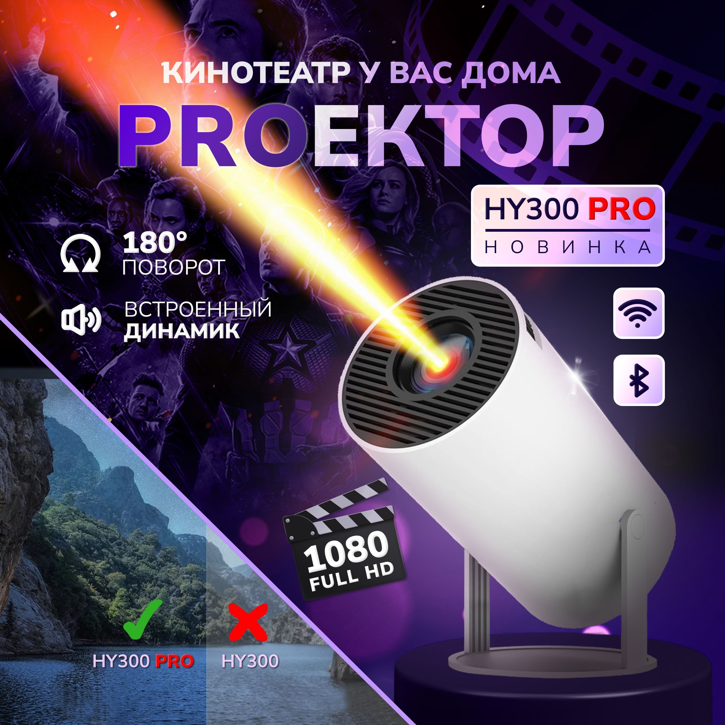 Проектордляфильмов,HY300Pro,1080p