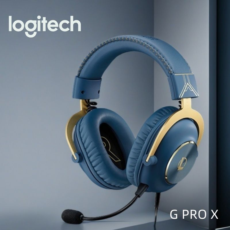 LogitechНаушникипроводныесмикрофоном,3.5мм,USB,темно-синий