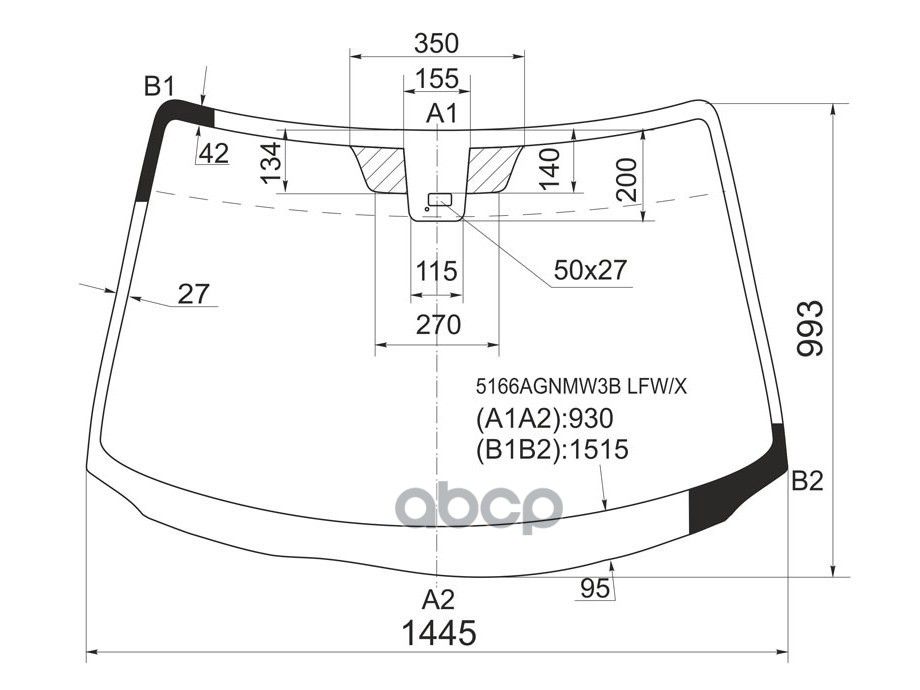 XYG Стекло лобовое (Датчик дождя) Mazda 3 06-09