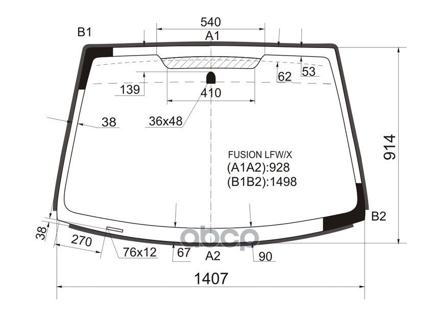 XYG Стекло лобовое (Молдинг) Ford Fusion 02-12