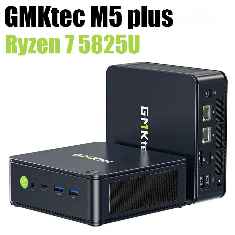 GMKtecМини-ПКM5Plus(AMDRyzen75825U,RAMОтсутствует,AMDRadeon,),черный