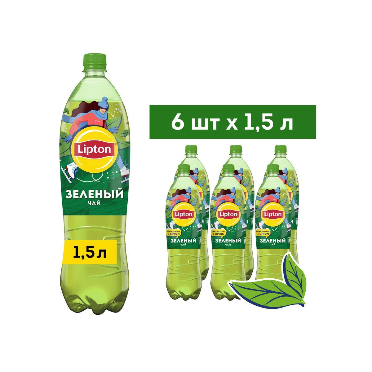 Холодный чай Lipton Зелёный, 6 шт х 1,5 л