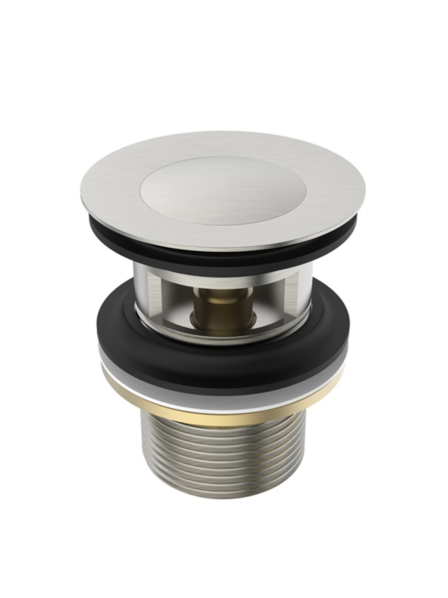 Фото товара на маркетплейсе ozon Донный клапан для раковины с переливом, система клик-клак, латунь, сатин, IDDIS, Ray, RAYBN00i88