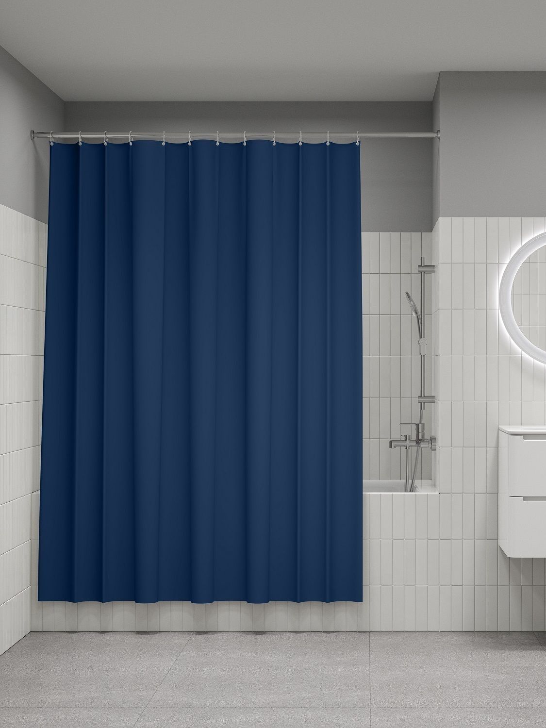 Фото товара на маркетплейсе ozon Штора для ванной комнаты и душа IDDIS, 180x200 см, тканевая, водонепроницаемая, полиэстер, с кольцами, BS04P18i11