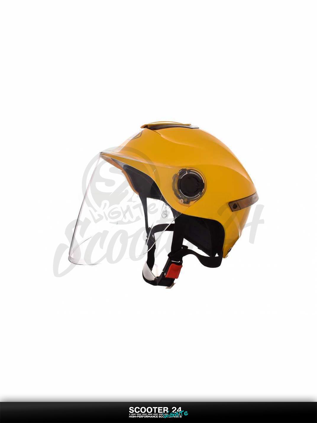 Мотошлем открытый ( вело/самокат) "DAVID" (#S307, желтый глянцевый, регулятор размера, ABS) на мотоцикл / мопед и скутер