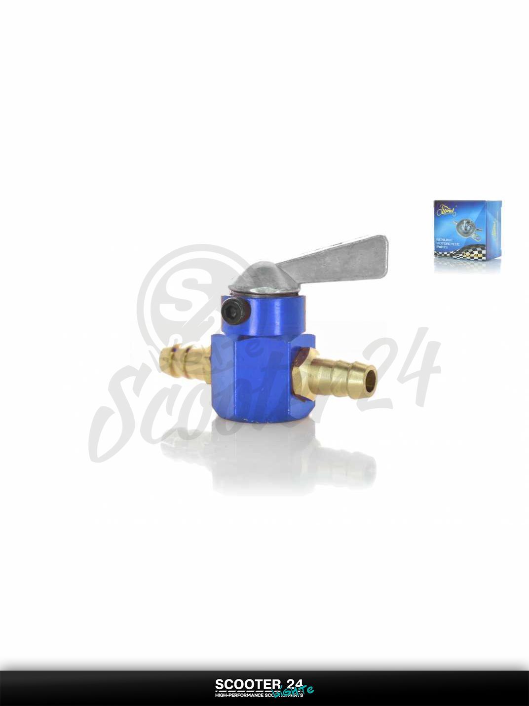 Кран топливный ручной подвесной, без крепления CNC d8 "LIPAI" (синий) на скутер / мотоцикл и питбайк