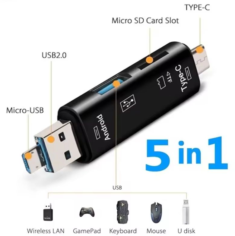 5в1многофункциональныйUsb2.0типC/Usb/MicroUsb/Tf/SDкартыпамятиReaderOTGCardReaderадаптермобильныхтелефоноваксессуары