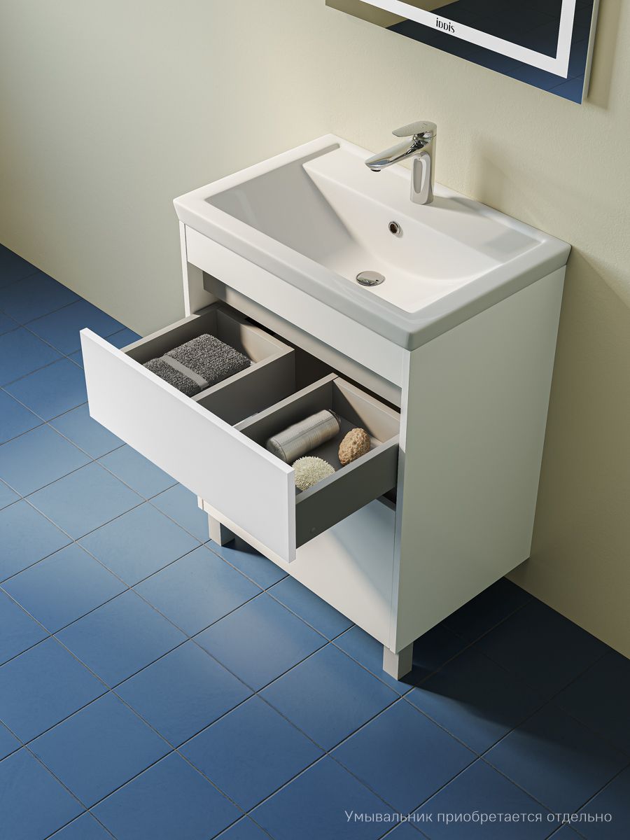 Фото товара на маркетплейсе ozon Тумба для ванной напольная, с ящиками, 60 см, белый, IDDIS, Zodiac X, ZDX60WFi95 (подходит раковина 4076000i28)