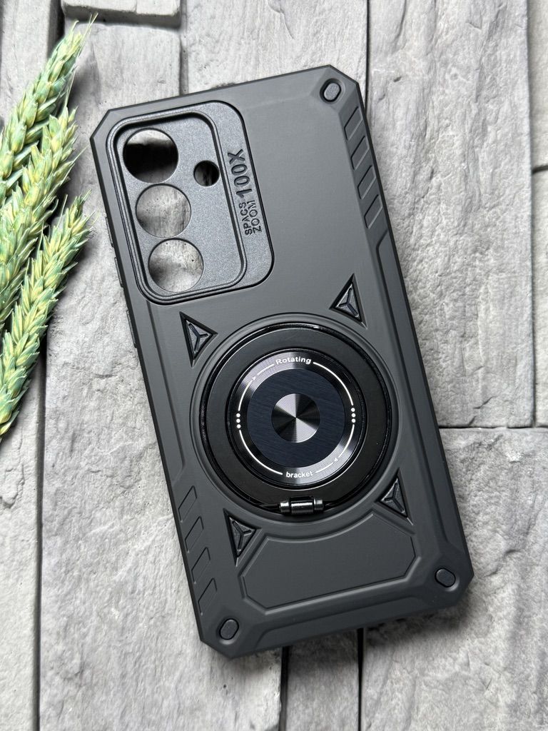 ЧехолпротивоударныйдляSamsungGalaxyS25FE(СамсунгГалаксиС25ФЕ)сфункциейподставки,скольцом-держателем,ударопрочный,усиленный,черный