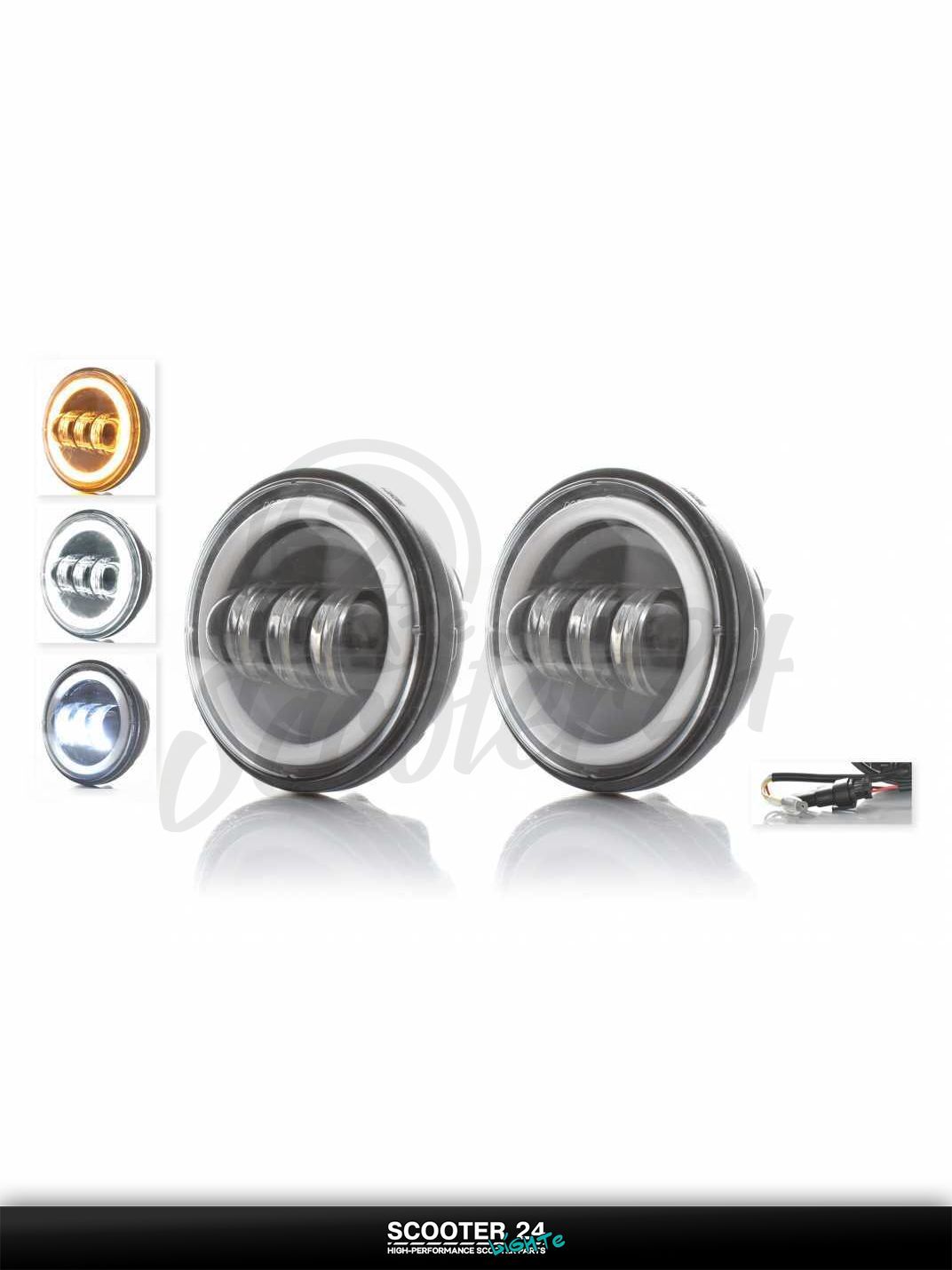 Фары мото/авто (пара) диодные круглые D112 габариты белые повороты C27-19Z1 универсальные на мотоцикл / питбайк и скутер квадроцикл