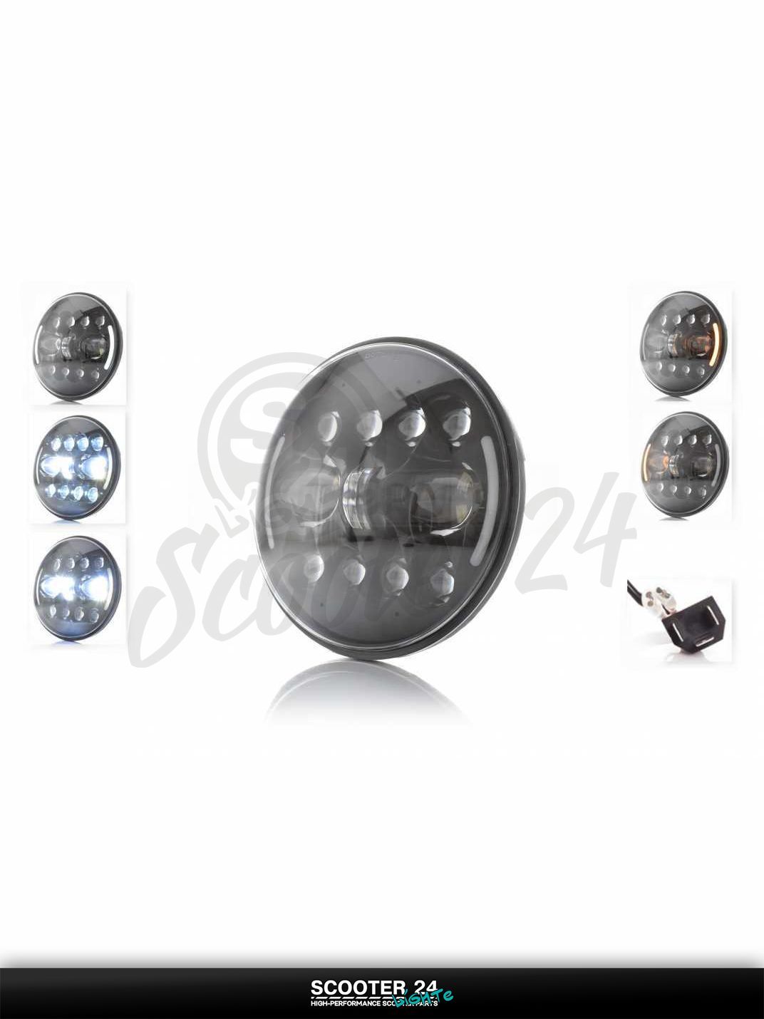 Фара мото диодная круглая D177 H4 габарит (белый) повороты C29-22S1 универсальная на мотоцикл / питбайк и скутер квадроцикл АШ4