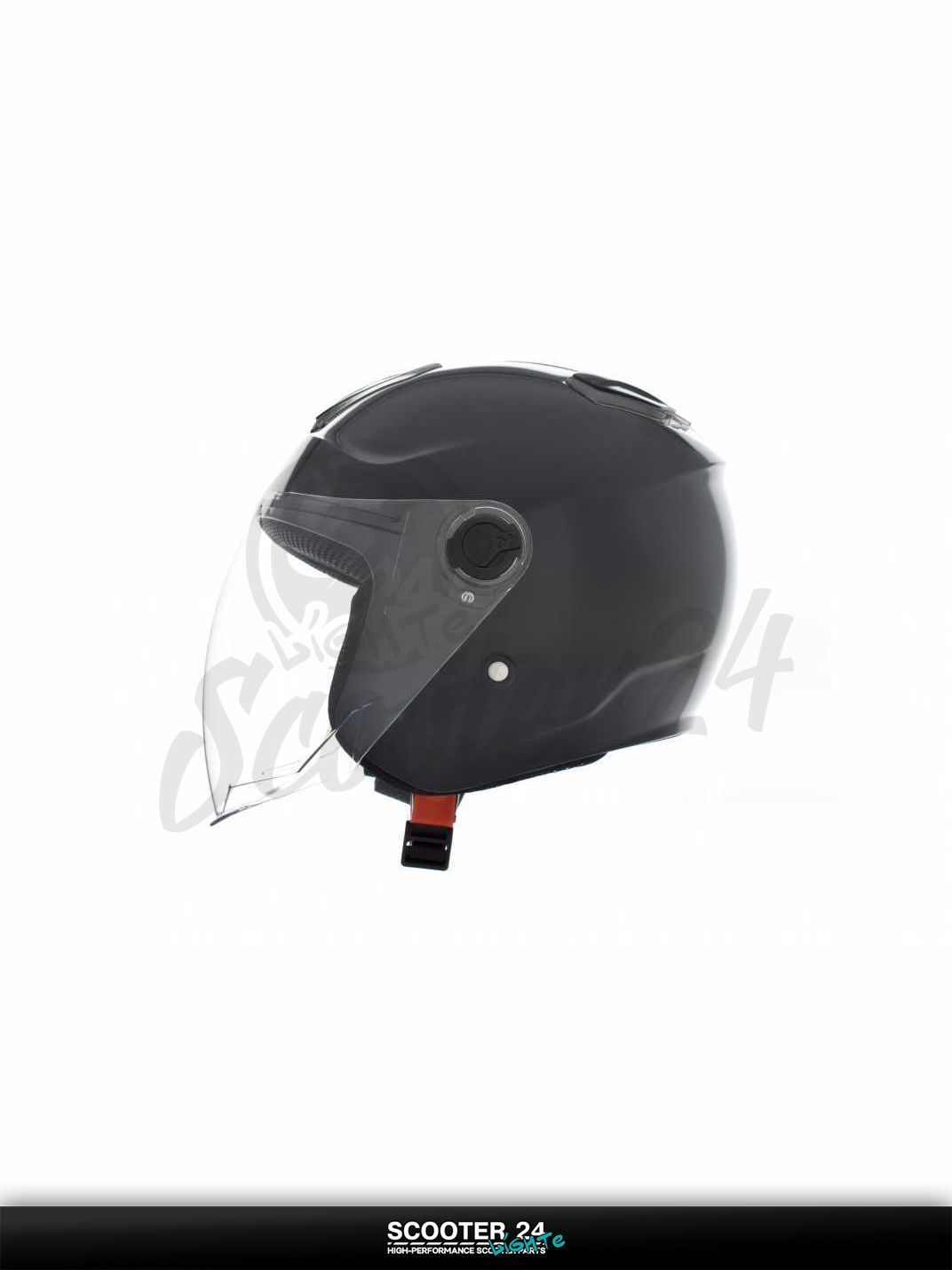 Мотошлем открытый "DAVID" (#D018, черный глянцевый, S, прозрачный спойлер, ABS) шлем на мотоцикл / мопед и скутер