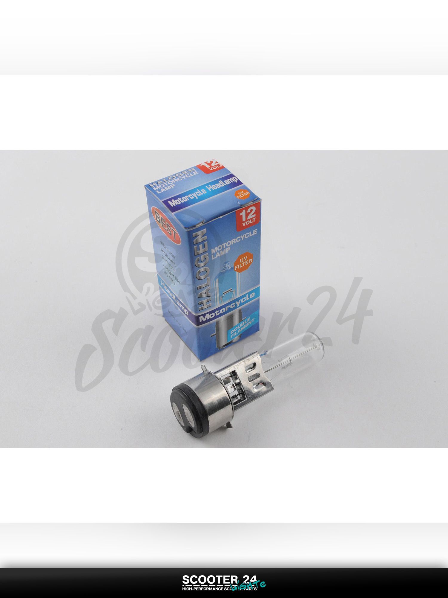 Лампа фары BA20D (2 уса) 12V 50W/50W для мототехники универсальная (белая) "BEST" (mod:A)