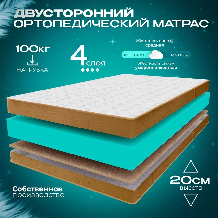 VITAFLEX Матрас Ортопедический беспружинный матрас 110x185 VITAFLEX Anatomic 19V Sk, латексированая кокосовая #1