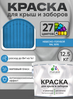 Краска по металлу Malare для крыш и заборов по ржавчине, для наружных работ, быстросохнущая износостойкая RAL 5015 небесно-голубой, матовая, 12,5 кг