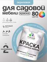 Акриловая краска Malare для садовой мебели/ по дереву, для наружных и внутренних работ/ быстросохнущая моющаяся без запаха матовая, морская волна, 2 кг