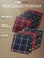 Носовые платки мужские "Клетка" 38x38 см, набор 10 шт.