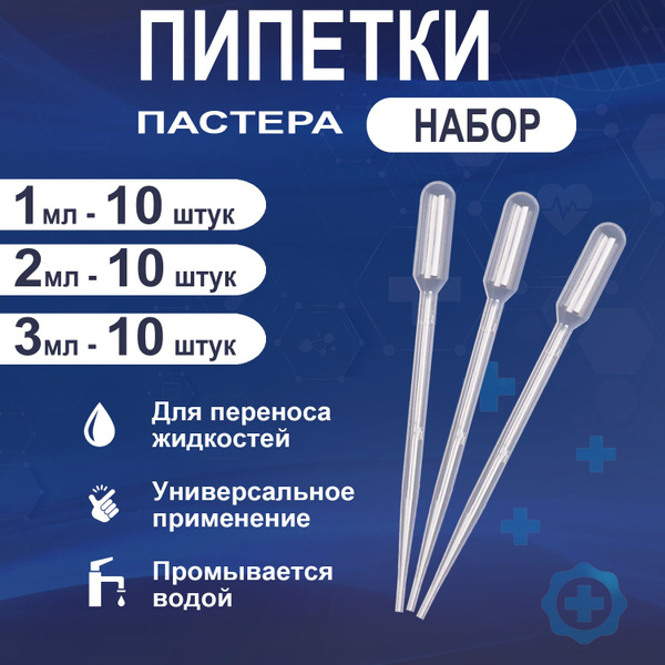 Пипетка Пастера пластиковая для переноса жидкости для творчества и ...