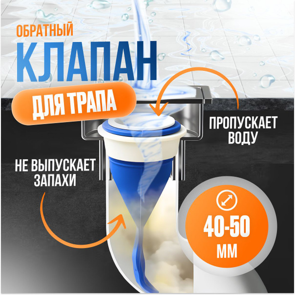 Сухой затвор для душевого трапа с защитой от запаха и обратного тока ...