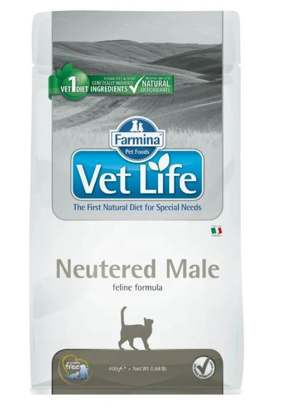 Farmina VET LIFE NEUTERED MALE корм для кастрированных котов 0,4кг ...