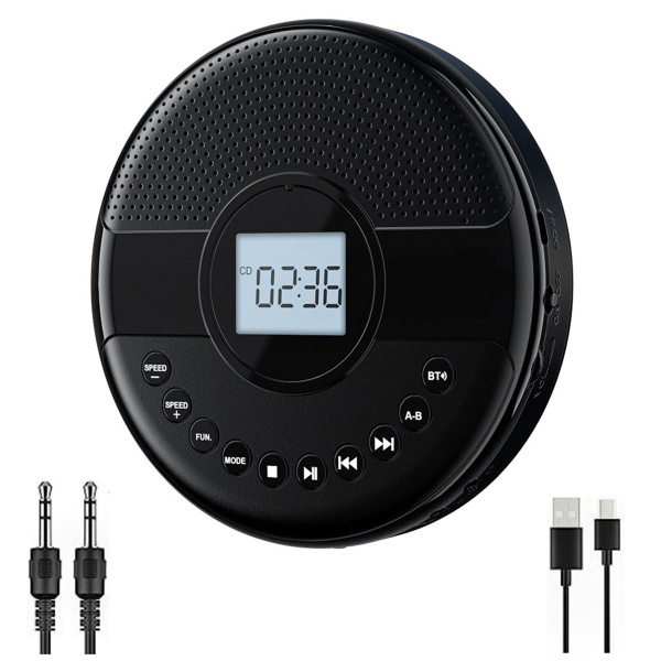 Портативный проигрыватель компакт-дисков, Bluetooth с двумя динамиками ...