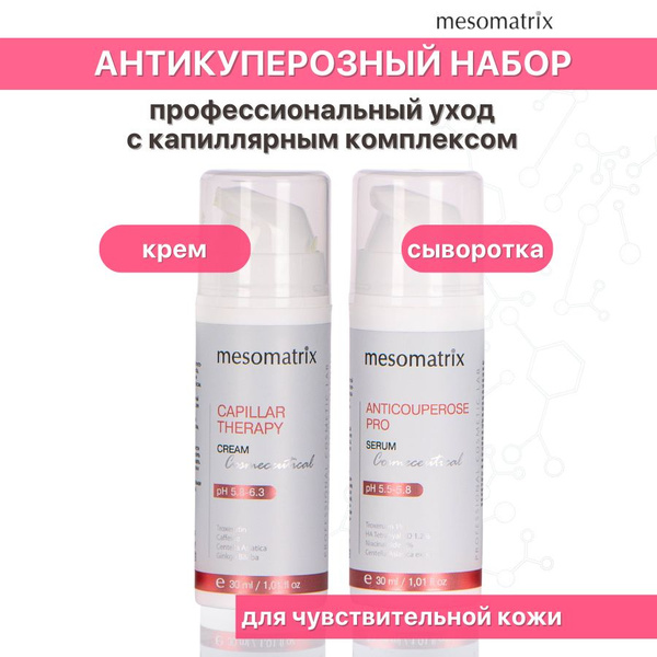 Антикуперозный набор (сыворотка + крем) для лица и век для ...