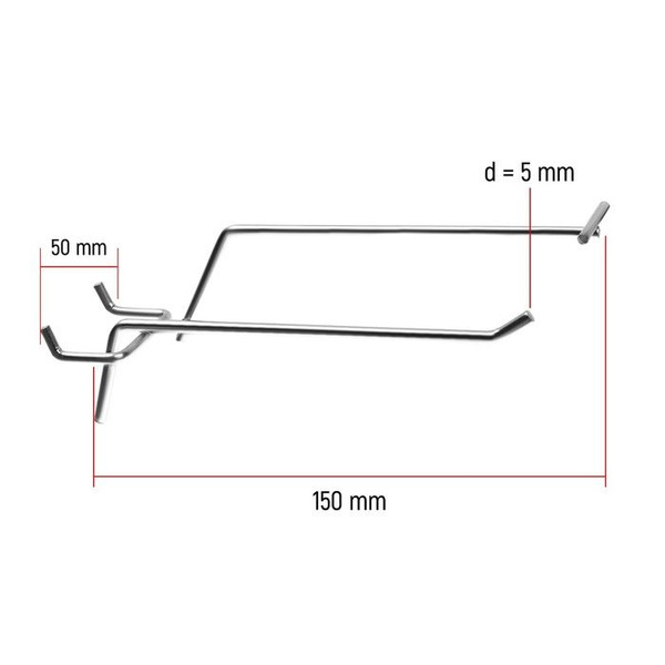 Крючок одинарный с ценникодержателем для ДСП перфорации, шаг 50, d-5, L ...