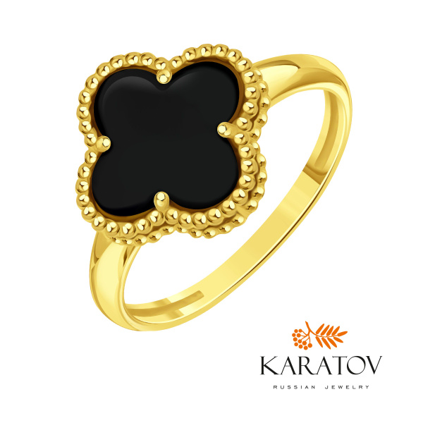 Кольцо женское золотое 585 пробы с ониксом, KARATOV купить на OZON по ...