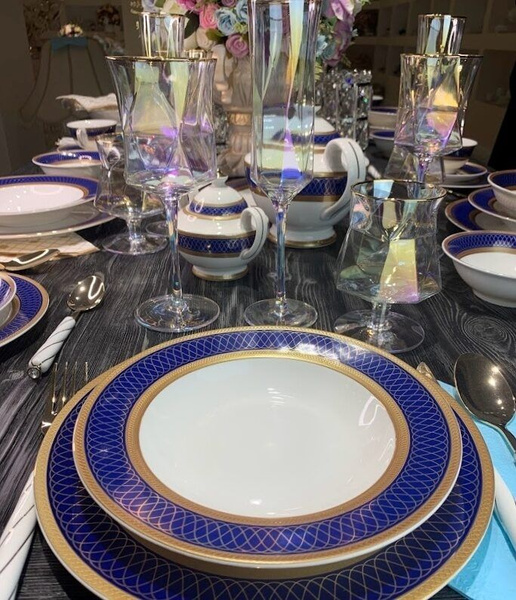 Чайно-столовый сервиз на 12 персон 88 предметов Lenardi Сапфир фарфор ...