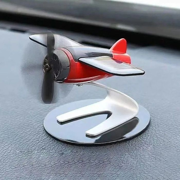 Игрушка на панель авто, самолет, пропеллер крутится от солнца, черный ...