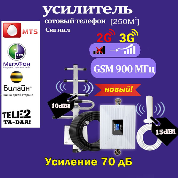 Усилитель-ретранслятор для сотовой связи и Интернета 2G GSM DCS 3G 4G ...