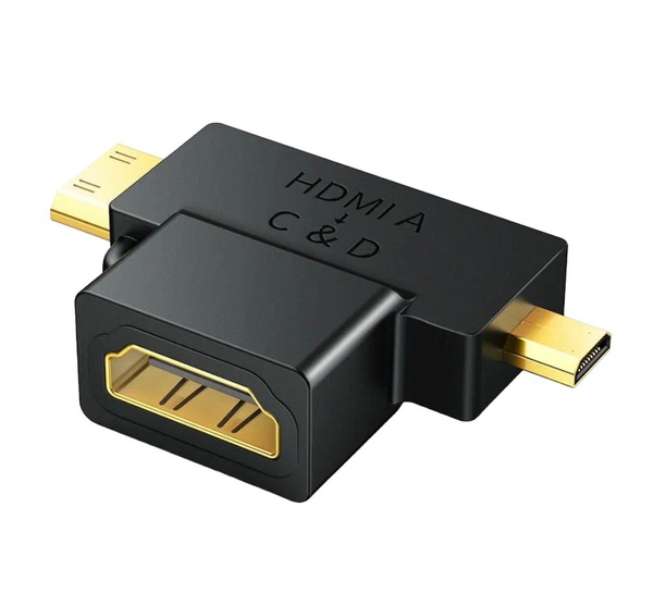 Адаптер-переходник HDMI-MiniHDMI-MicroHDMI черный - купить с доставкой ...