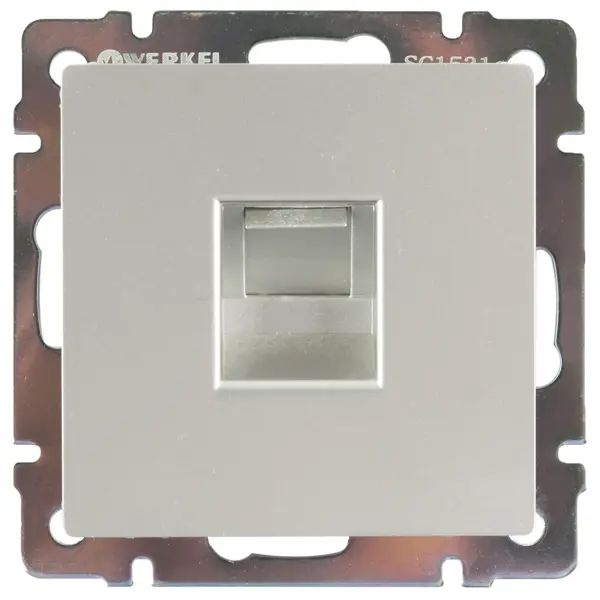 Розетка компьютерная встраиваемая Werkel RJ45, цвет серебряный - купить ...