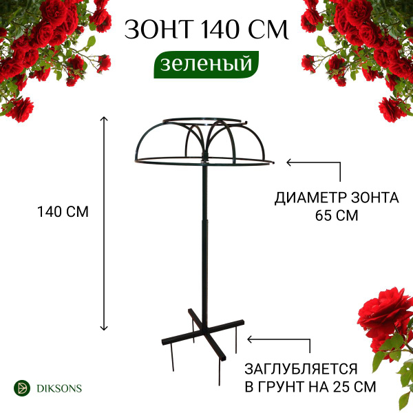 Опора для штамбовых растений Зонт, зеленая до 140 см - купить по ...
