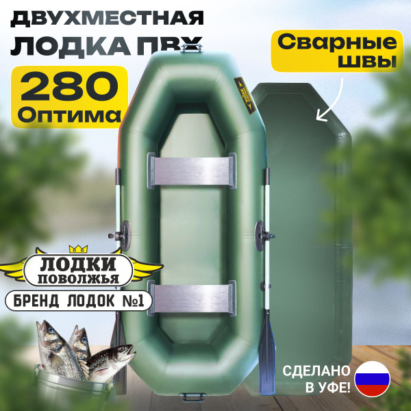 Лодка ПВХ для рыбалки гребная двухместная Лодки Поволжья 280 крепления ...