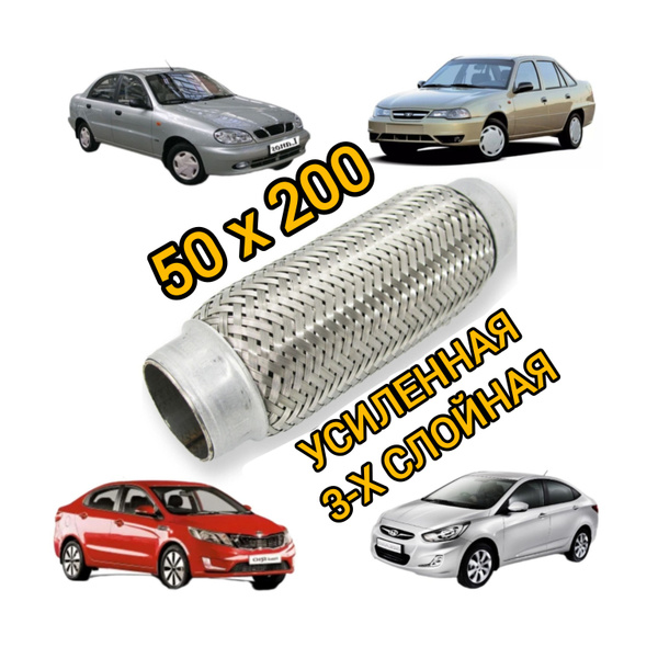 Гофра глушителя 50x200, Нексия, Ланос, Солярис, Рио, Крета. - купить по ...