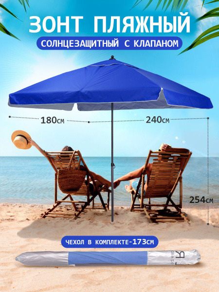 Пляжный зонт Тутси, высота 254 см купить по низкой цене с доставкой в ...