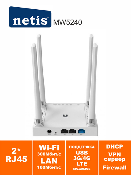 Роутер Netis MW5240, белый, 2.4 ГГц купить по низкой цене с доставкой в ...