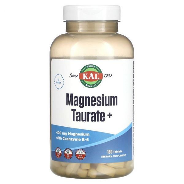 KAL, Magnesium Taurate+, таурат магния плюс, 400 мг, 180 таблеток ...