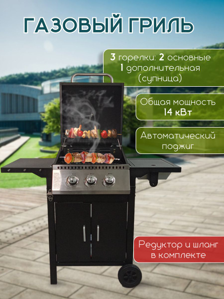 Газовый 3-х конфорочный гриль, барбекю - купить с доставкой по выгодным ...