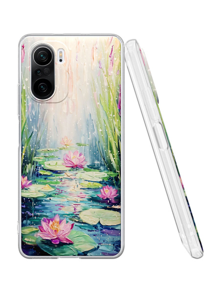 Силиконовый чехол Mcover для Poco F3 (Поко Ф3), Акварельные цветы ...