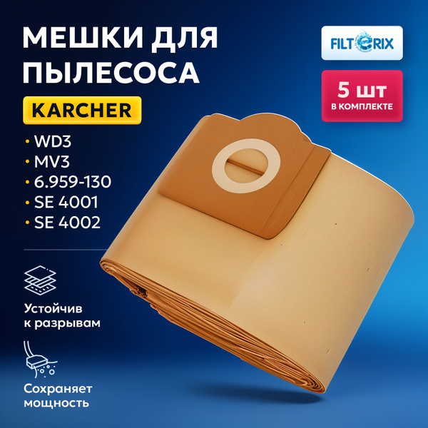 Lot De 20 Sacs D'Aspirateur Non Tissés Pour Kärcher 6.959-130.0 Wd3 Premium, Mv3, A2604, A2204