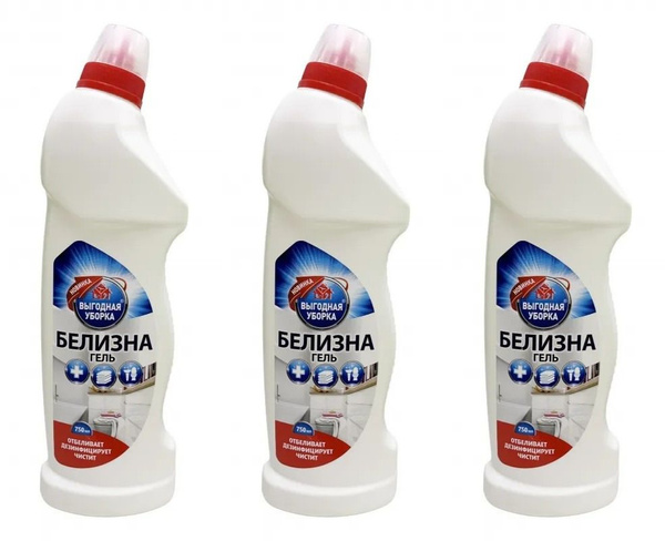 Выгодная уборка Универсальное чистящее средство Белизна-гель, 750 мл, 3 ...