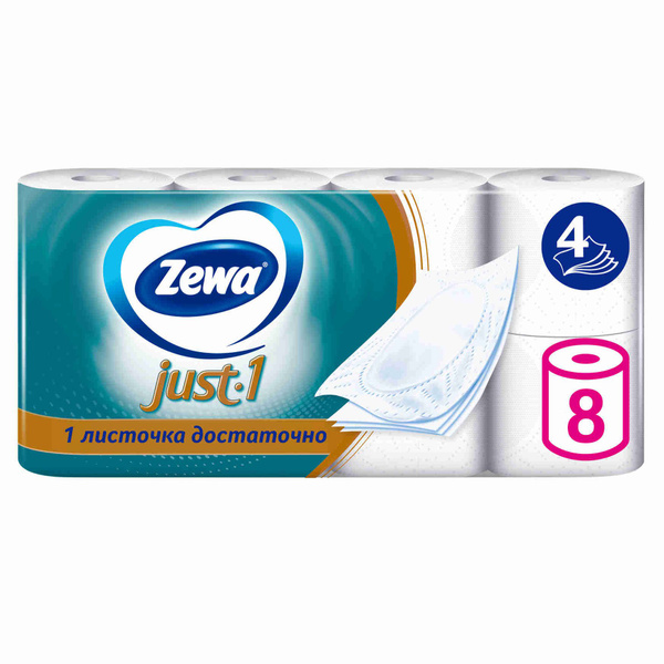 Туалетная бумага Zewa Just 1, 4 слоя, 8 рулонов купить на OZON по ...