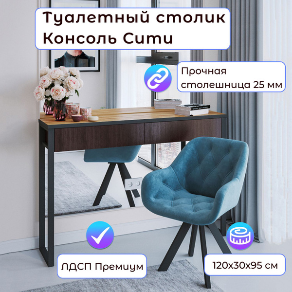 Характеристики Консоль с ящиками Сити мини HPL ЛДСП: Венге - Пластик ...